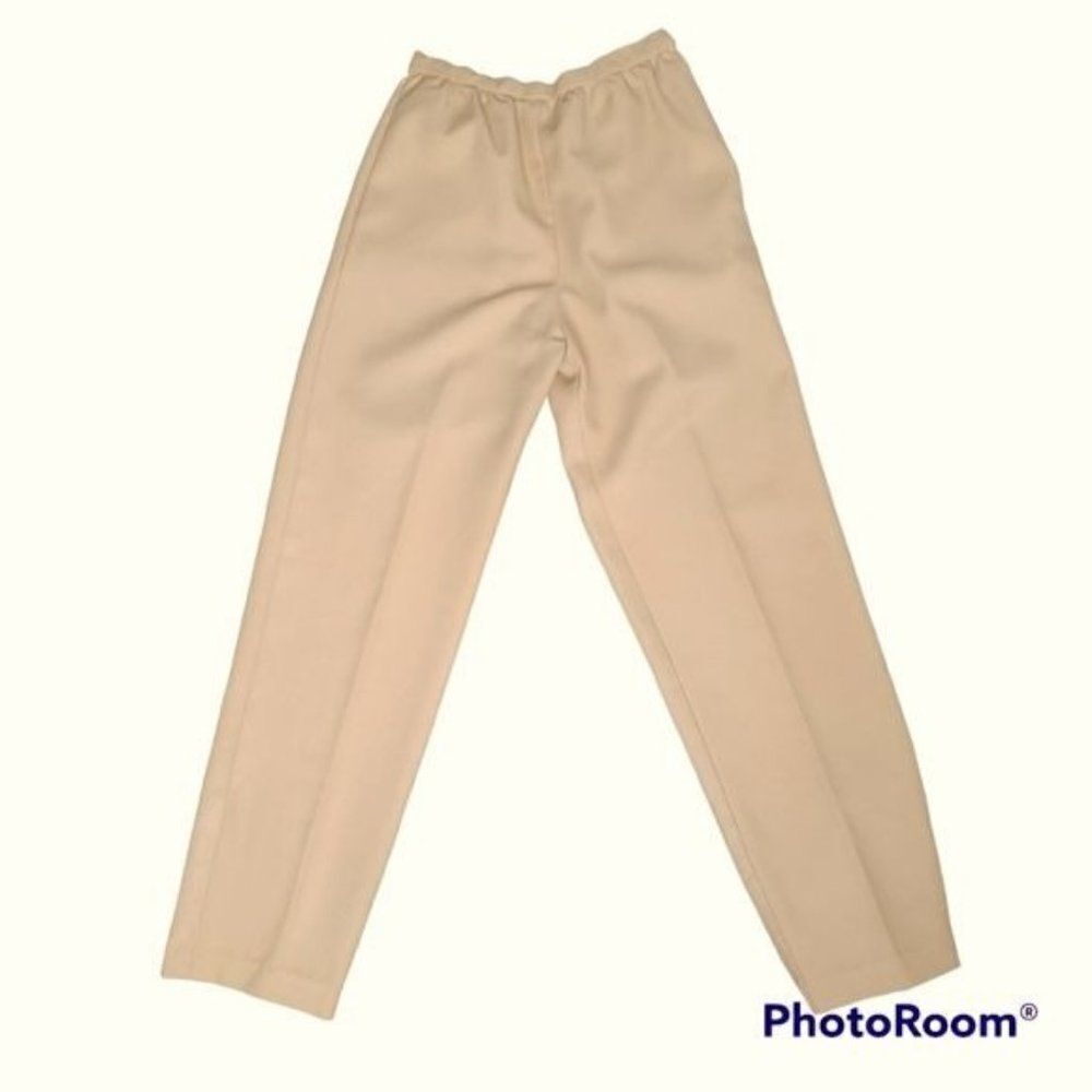 Vintage 70s 80s Handmade Tan Ultra High Waist Pleated Straight Leg Pants
